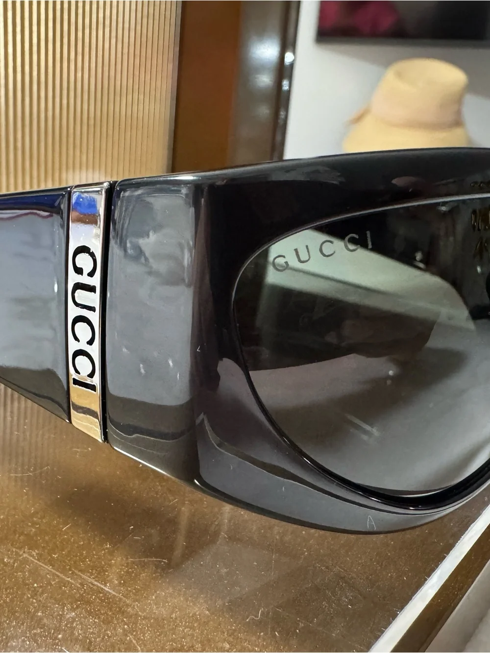 Gucci Black Unisex Wrap Sunglasses with Dark Lenses